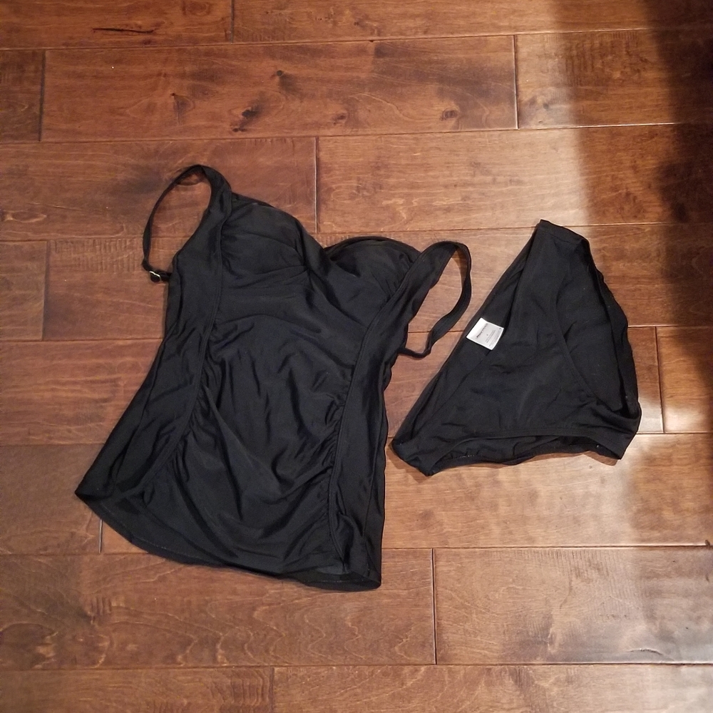 Merona Black Two-Piece Tankini Swimsuit